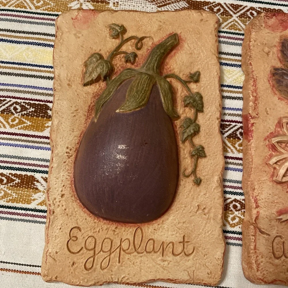 Home Interiors Gifts‎ Wall Plaques Eggplant Asparagus Kitchen Veggie Tuscan
